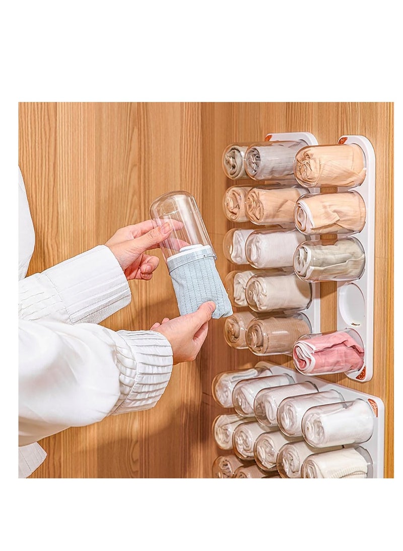 Wall Mounted Underwear Storage Box 3 Pack Plastic Capsule Storage Organizer for Underwear Socks Bras Panties Scarf Ties and Small Things (White)  - Image 4