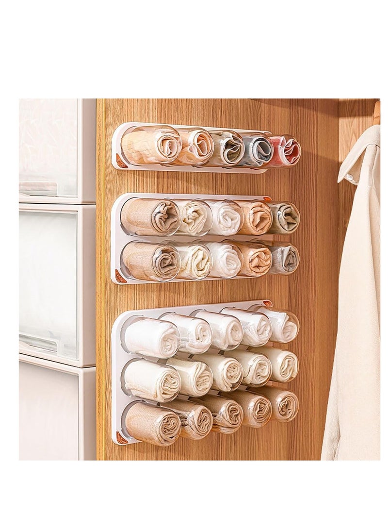 Wall Mounted Underwear Storage Box 3 Pack Plastic Capsule Storage Organizer for Underwear Socks Bras Panties Scarf Ties and Small Things (White)  - Image 5
