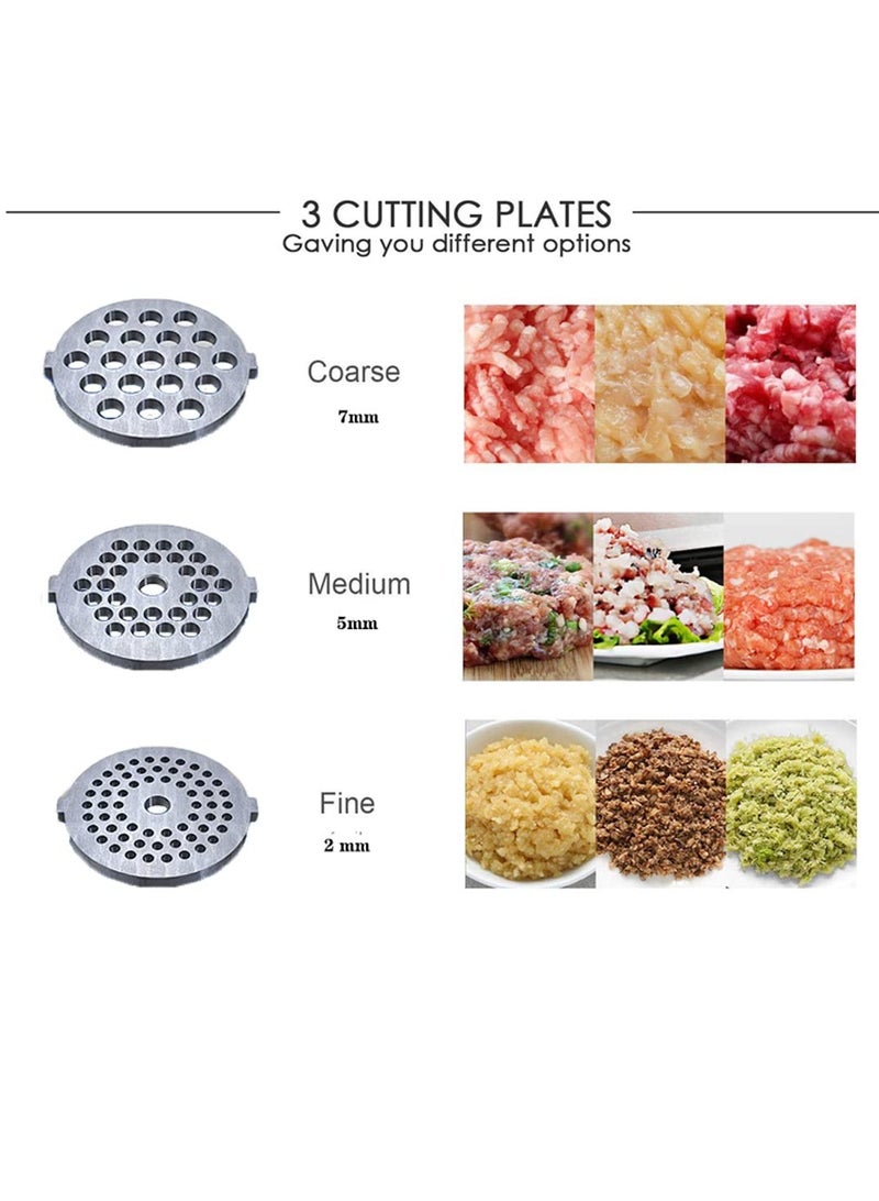 سوكاني مفرمة لحوم كهربائية 3200 واط 3200 واط 3 في 1 مفرمة لحوم احترافية مع 3 ألواح طحن من الفولاذ المقاوم للصدأ، مفرمة لحوم كهربائية من كوبه لسرعة الطحن، طحن اللحوم، السمك، الخضار، صانعة السجق، SK-088  (فضي) - Image 3