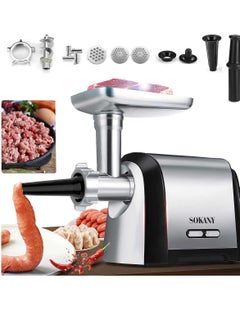 sokany Electric Meat Grinder 3200w 3 in 1 Professional Meat Mincer with 3 Stainless Steel Grinding Plates Kubbe Sausage Accessory for Fast Grinding, Grinding Meat, Fish, Vegetable, Sausage Maker, SK-088 (Silver)  - Image 2
