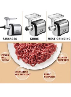 sokany Electric Meat Grinder 3200w 3 in 1 Professional Meat Mincer with 3 Stainless Steel Grinding Plates Kubbe Sausage Accessory for Fast Grinding, Grinding Meat, Fish, Vegetable, Sausage Maker, SK-088 (Silver)  - Image 5