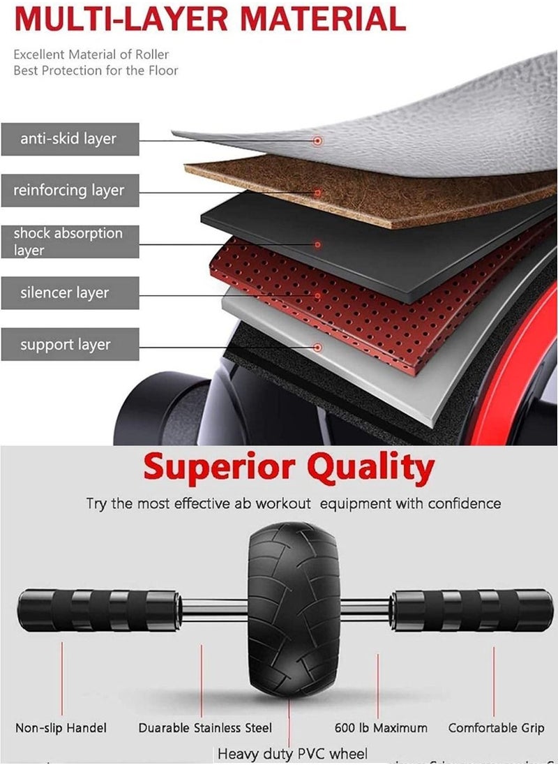 QUTOOB - Exercise Ab Wheel Roller With Knee Pad, Best Fitness equipment For 6 Pack Abs And Core Workout, Perfect For Abdominal Exercise, Toning Abs, Chest, Arms, Waist, Strengthening Back, Shoulder Muscle - Image 1