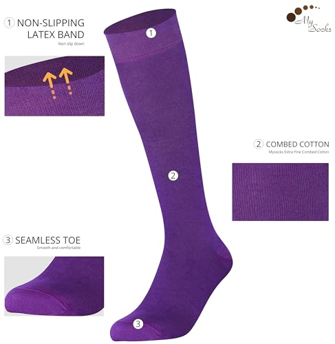 Mysocks Unisex Knee High Long Socks Purple,4-7 - Image 2