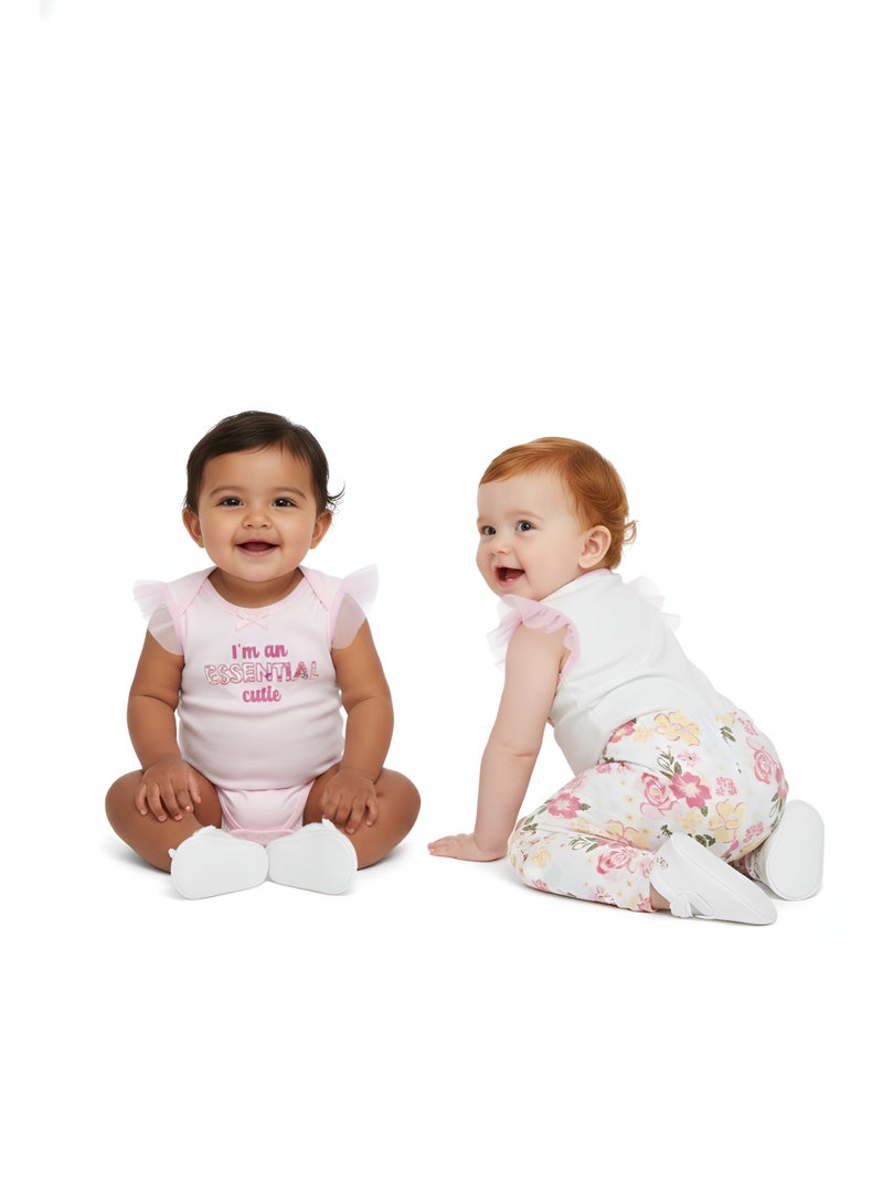 Bambimici Pink Flower Print Short Sleeve with Pyjama 3-Piece - Image 2