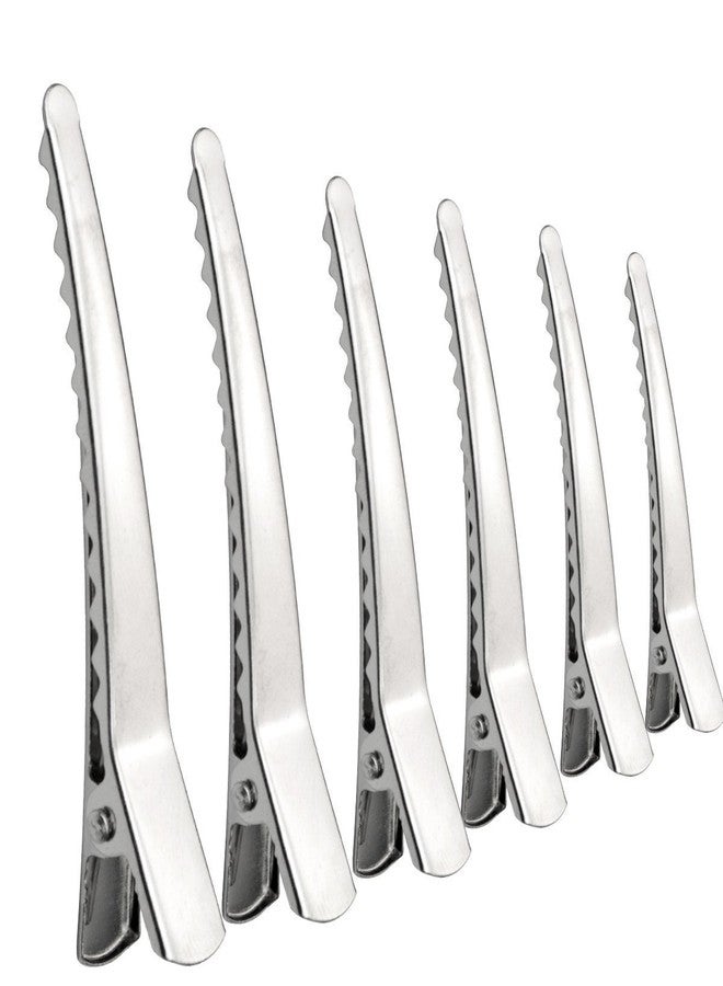 lasenersm 100 Pieces 6CM Silver Metal Alligator Teeth Prongs Clips Hair Pins Hair Bows - Image 1