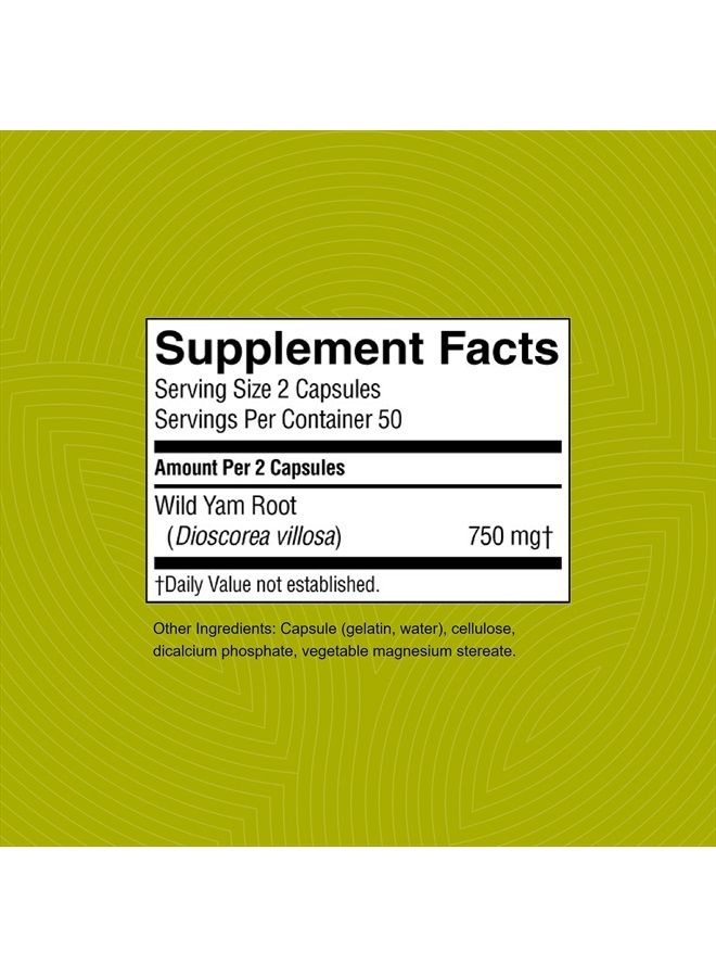 Wild Yam, 100 Capsules | Supports and Balances the Female Glandular System
