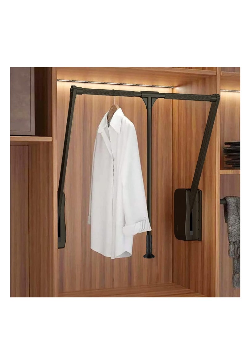 خزانة الملابس شماعات الملابس المنسدلة قابل للتعديل رفع قضيب تخزين الفضاء لإنقاذ خزانة الملابس تخزين قضيب - Image 2