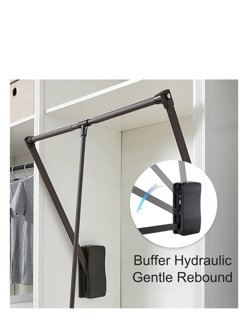 خزانة الملابس شماعات الملابس المنسدلة قابل للتعديل رفع قضيب تخزين الفضاء لإنقاذ خزانة الملابس تخزين قضيب - Image 3