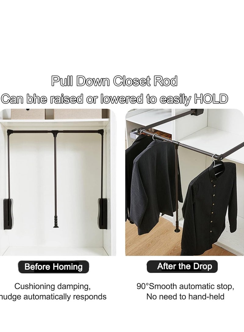 خزانة الملابس شماعات الملابس المنسدلة قابل للتعديل رفع قضيب تخزين الفضاء لإنقاذ خزانة الملابس تخزين قضيب - Image 4