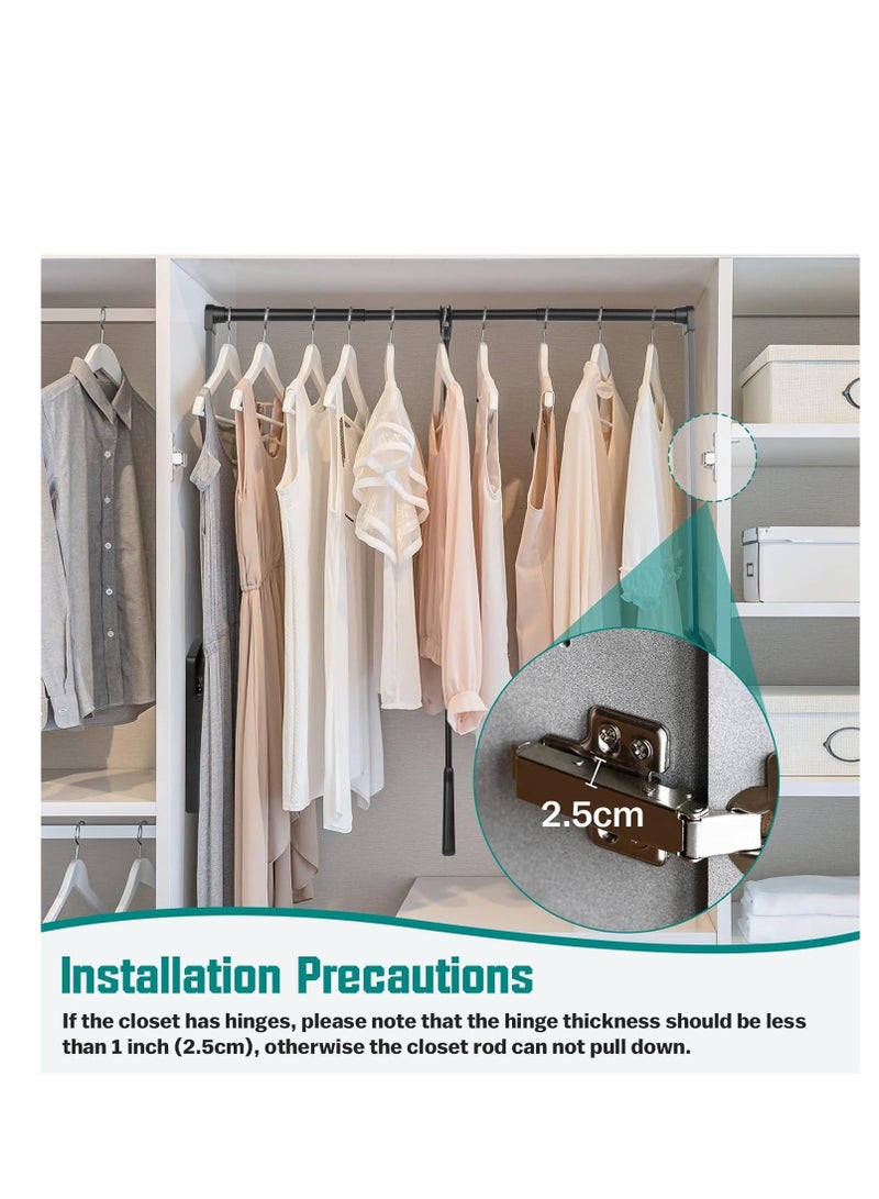 خزانة الملابس شماعات الملابس المنسدلة قابل للتعديل رفع قضيب تخزين الفضاء لإنقاذ خزانة الملابس تخزين قضيب - Image 5