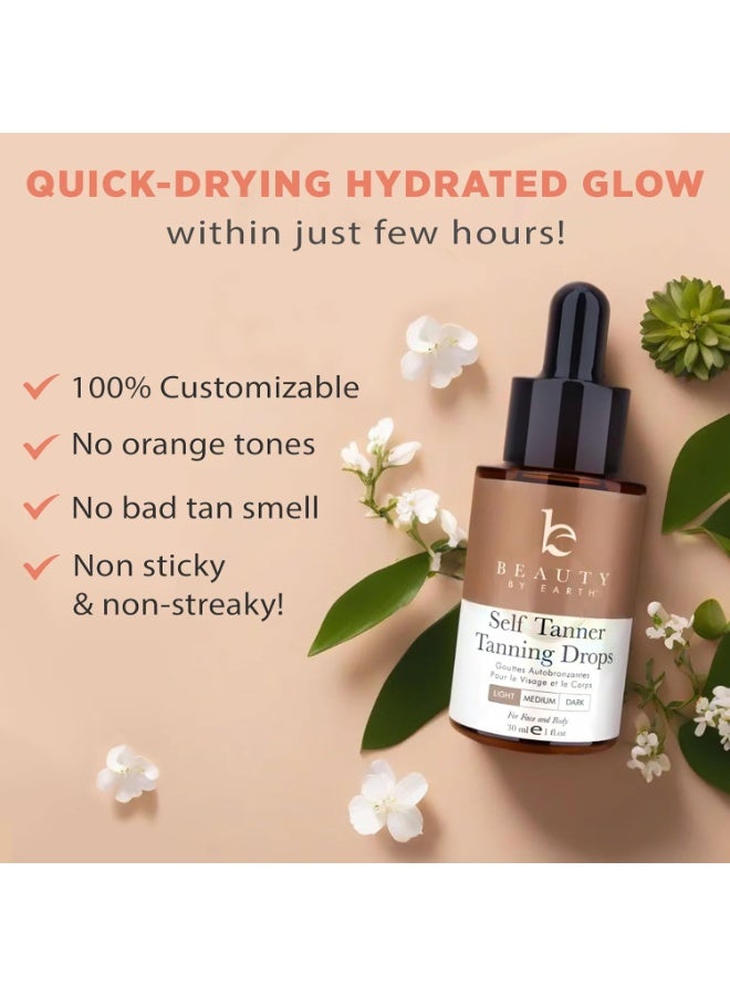 Beauty by Earth Self Tanning Drops for Face - USA Made with Organic & Natural Ingredients, Bronzing Face Tanning Drops with Aloe Vera, Non Toxic Self Tanner for Sunless Fake Tan & Natural Glow, Cruelty & Toxin Free - Image 3