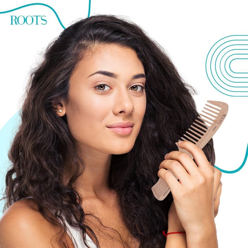 Roots - Wooden Hair Comb - Wide Tooth Comb - Comb With Handle (Pack of 1) - Image 3