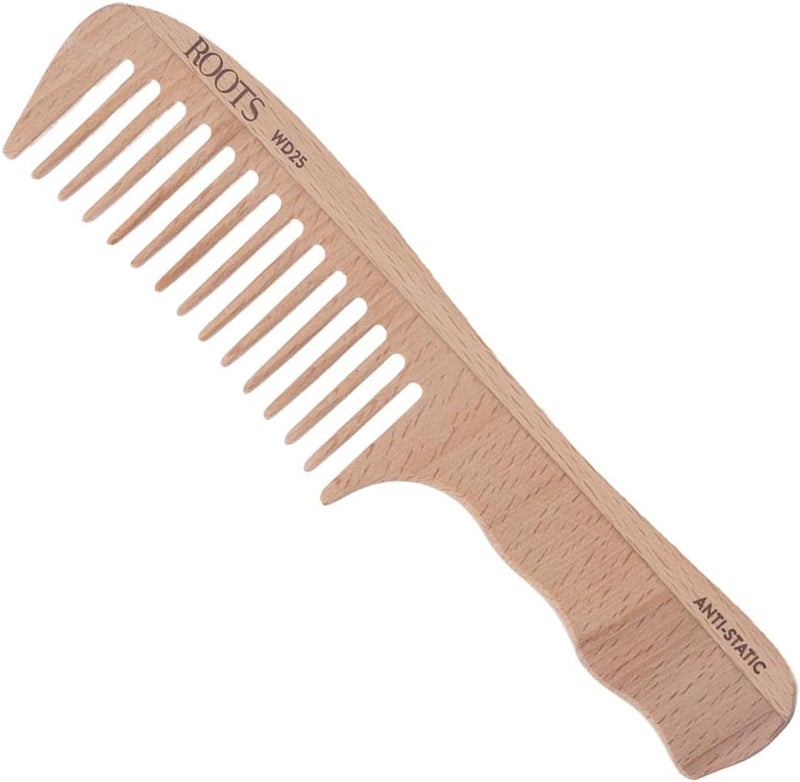 Roots - Wooden Hair Comb - Wide Tooth Comb - Comb With Handle (Pack of 1) - Image 1