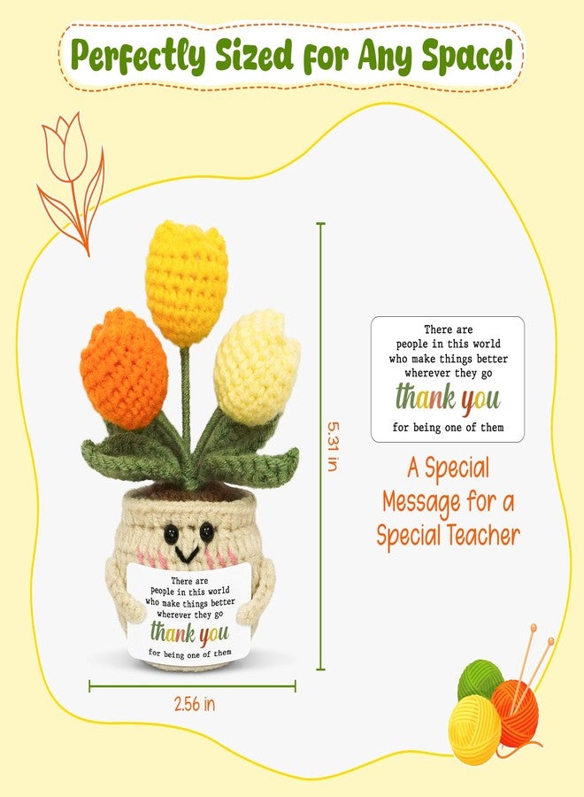OASSIE Birthday Gifts for Women - Mini Positive Tulip Flowers Emotional Support Crochet - Thank You Christmas Appreciation Retirement Bosses Day Gifts for Women Coworkers Boss Teacher Friend - Image 3