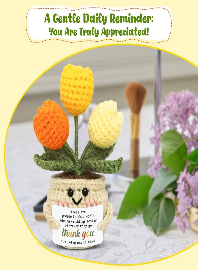 OASSIE Birthday Gifts for Women - Mini Positive Tulip Flowers Emotional Support Crochet - Thank You Christmas Appreciation Retirement Bosses Day Gifts for Women Coworkers Boss Teacher Friend - Image 5