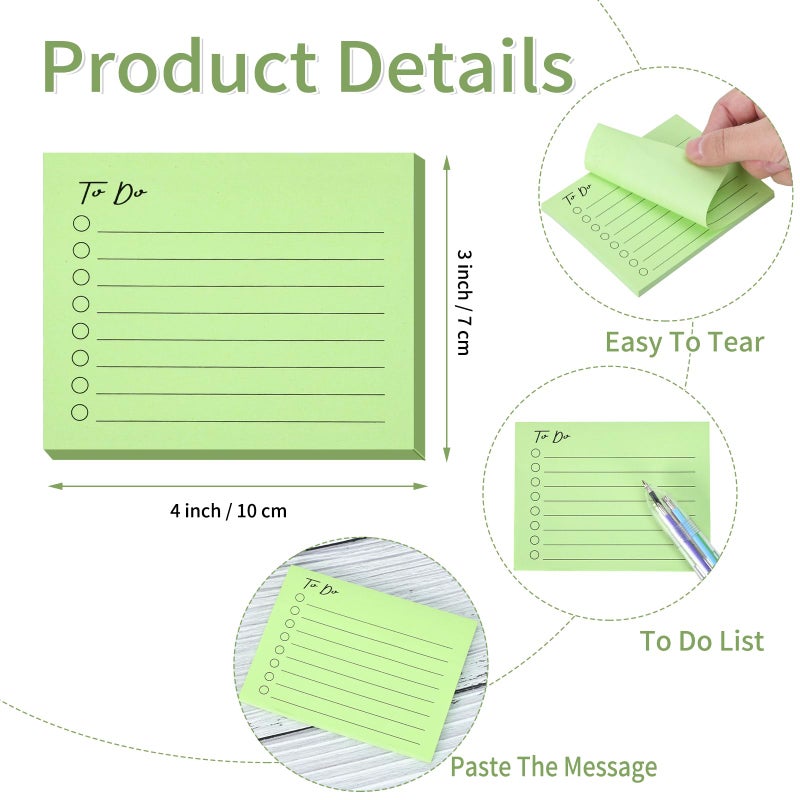 EOOUT 10 Pack Sticky Notes, 500 Sheets Self-Stick to Do List with Line, 3x4 Inch Adhesive Memo Sticky Notes Notepad Bulk, Home Office School Planner Reminder Supplies - Image 2