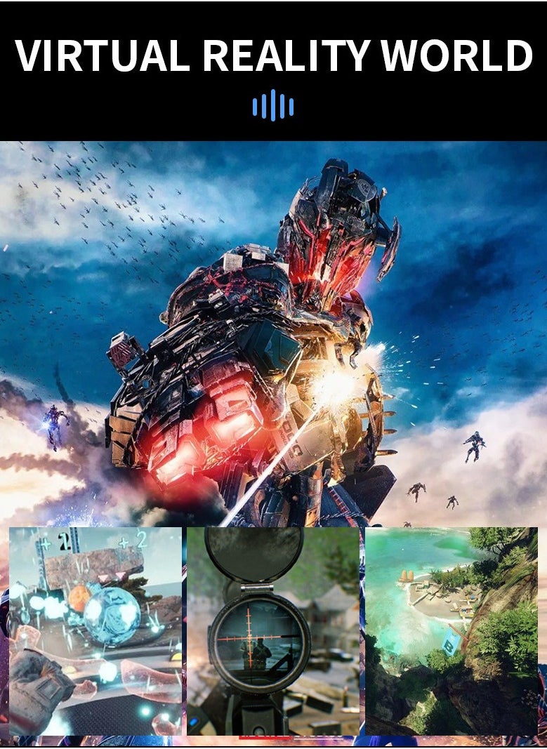 VR SHINECON - G15E VR Glasses IMAX 3D Movies Virtual Reality VR Glasses Google Cardboard Box VR Helmet for 4.7-7 Phone, Support Game Joystick (Black) - Image 1