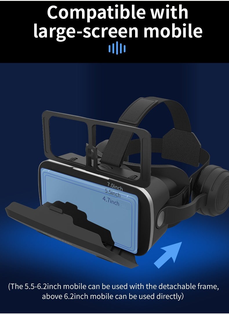 VR SHINECON - G15E VR Glasses IMAX 3D Movies Virtual Reality VR Glasses Google Cardboard Box VR Helmet for 4.7-7 Phone, Support Game Joystick (Black) - Image 1