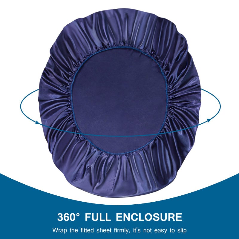 Coldwind Massage Table Cover, Silky Massage Table Sheets(36"W x 77"L x 7"D), Reusable Spa Bed Sheets Salon Table Protective Cover, Satin & Wrinkle-Resistant, Machine Washable, Navy - Image 3