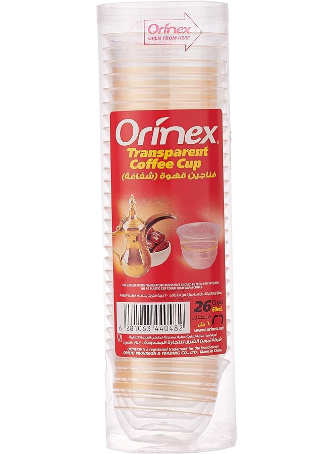 Orinex Transparent Coffee Cup 26 Pieces Clear