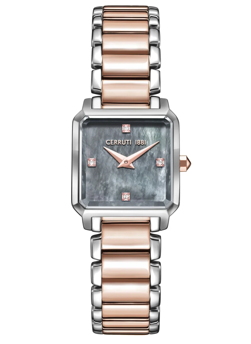 CERRUTI 1881 Cerruti 1881 Perugia Analog Women's Watch - Square Gold-Plated Case, Grey Mother of Pearl Dial