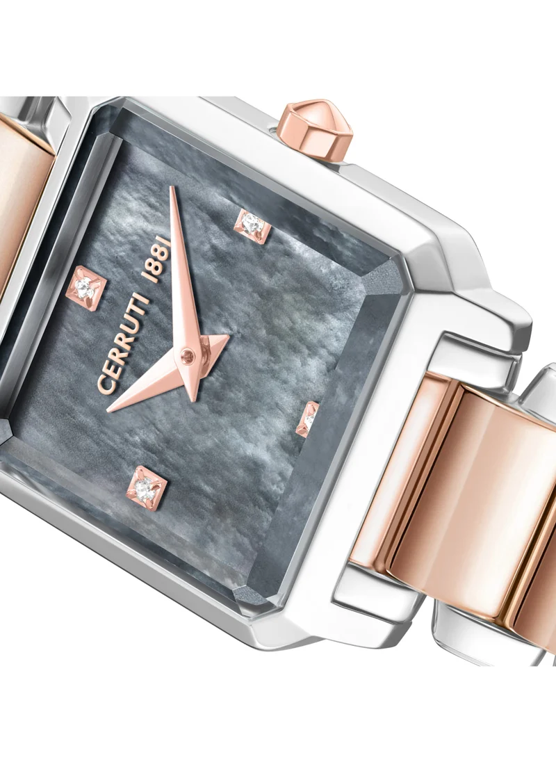 CERRUTI 1881 Cerruti 1881 Perugia Analog Women's Watch - Square Gold-Plated Case, Grey Mother of Pearl Dial