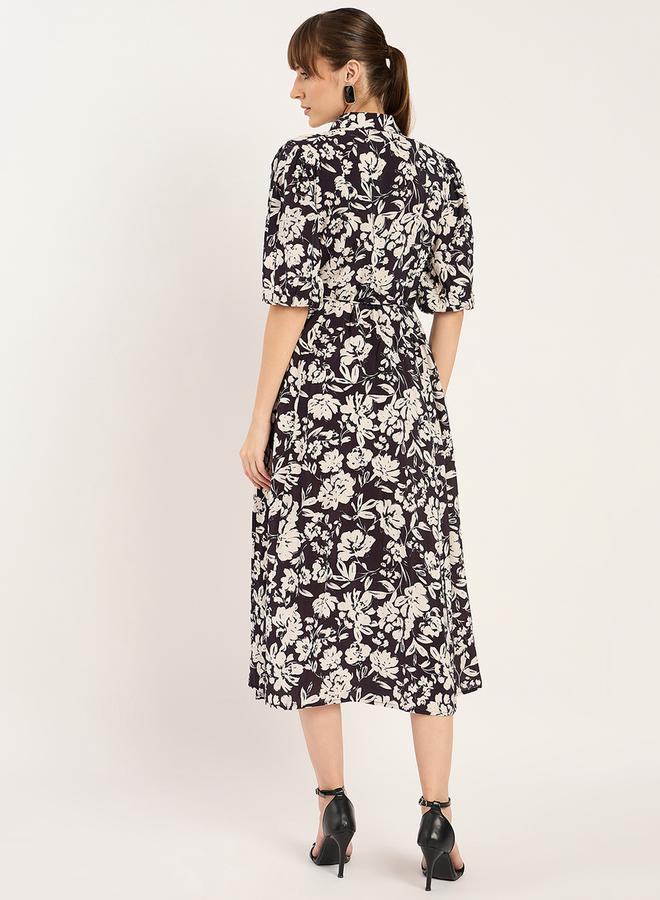 Femmella Femmella Floral Print Collared A-Line Midi Dress  - Image 2