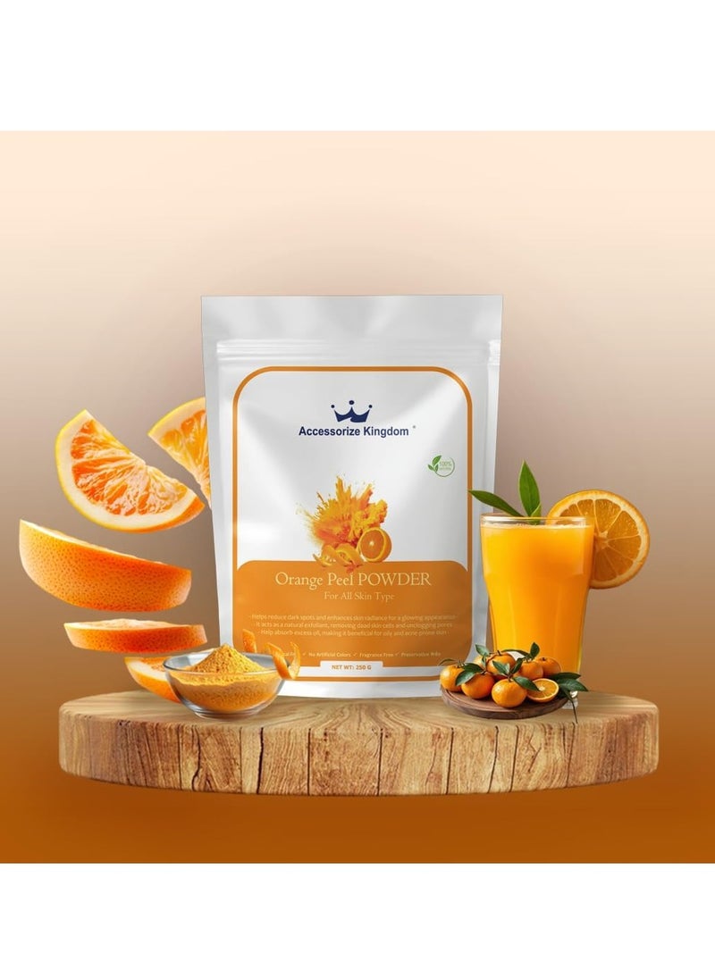 Accessorize Kingdom - Orange Peel Powder for Skin & Hair – 100% Natural & Pure | Brightens Skin, Reduces Dark Spots & Unclogs Pores | Absorbs Excess Oil, Controls Acne & Promotes Healthy Scalp | (250gm) - Image 1