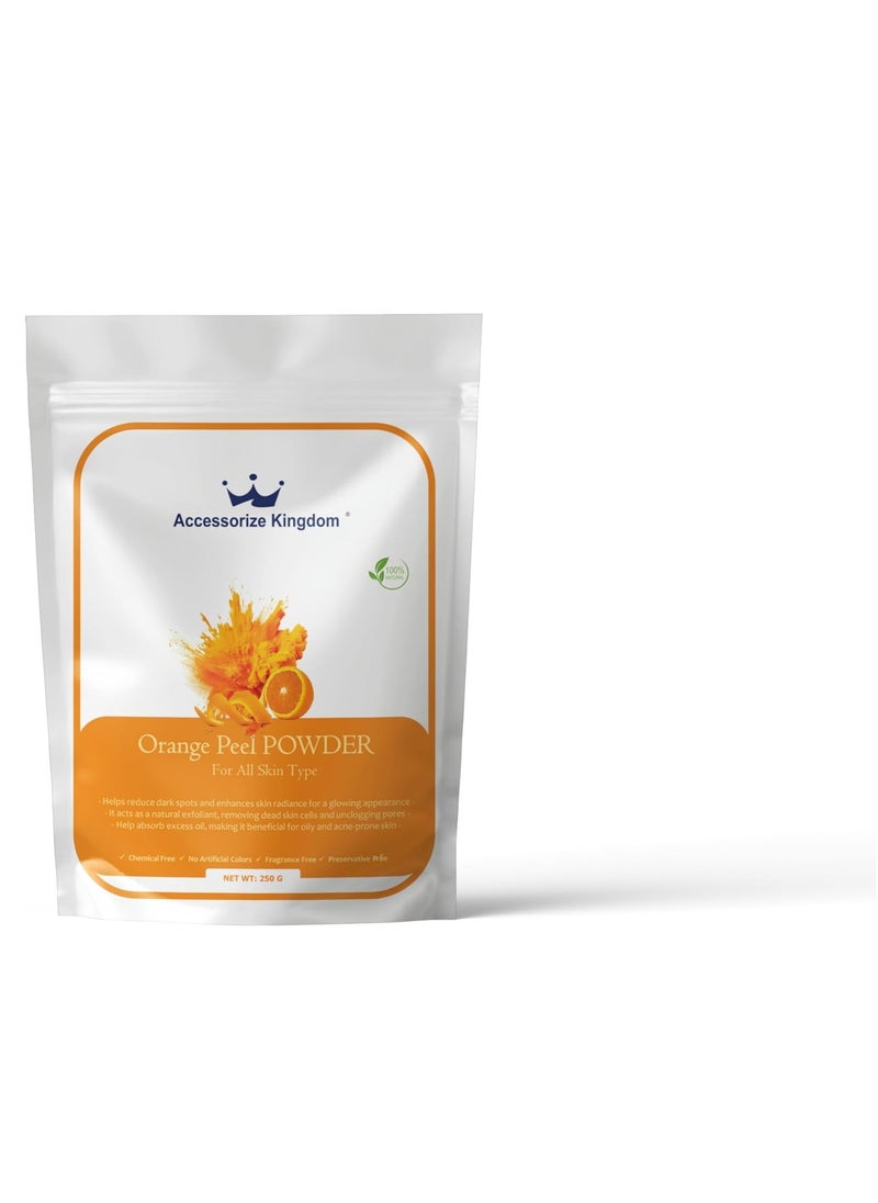 Accessorize Kingdom - Orange Peel Powder for Skin & Hair – 100% Natural & Pure | Brightens Skin, Reduces Dark Spots & Unclogs Pores | Absorbs Excess Oil, Controls Acne & Promotes Healthy Scalp | (250gm) - Image 1