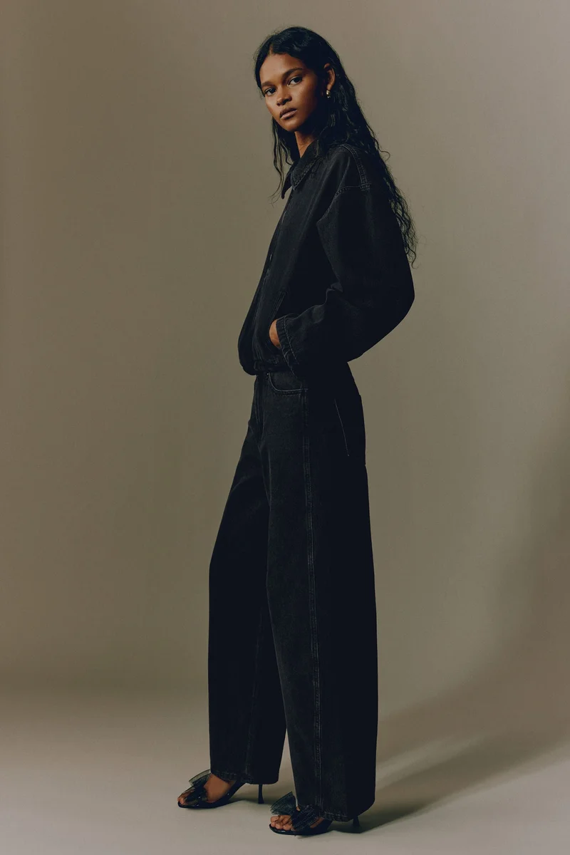 اتش اند ام جاكيت دنيم بياقة