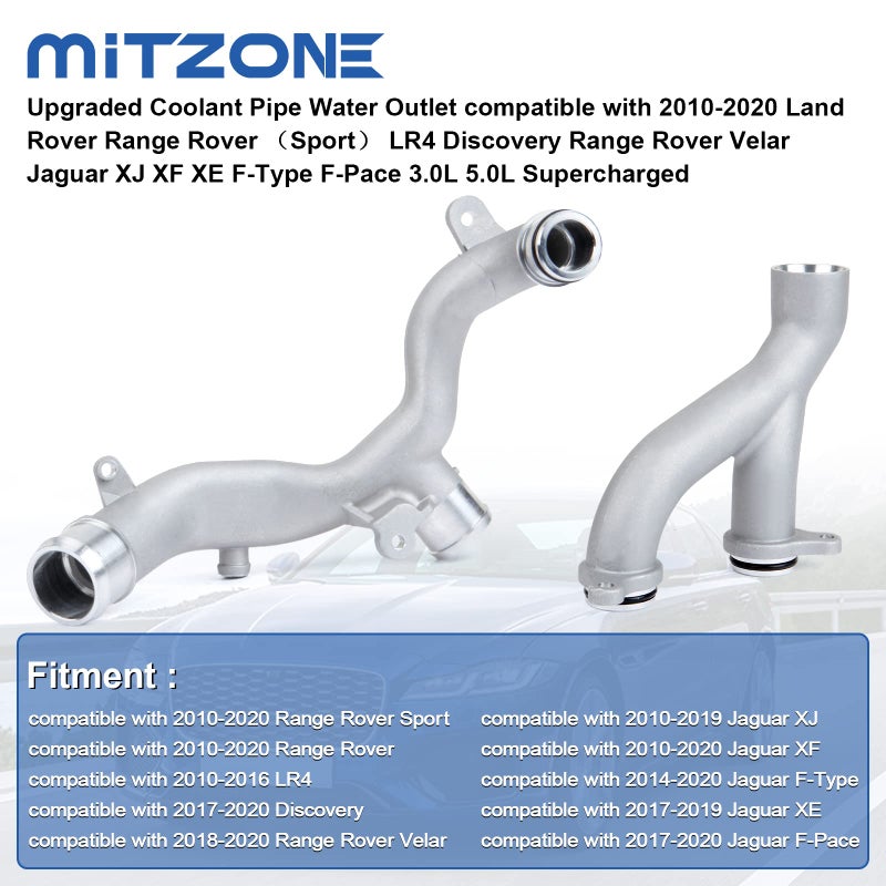 MITZONE MITZONE Upgraded Coolant Pipe Water Outlet compatible with 2010-2020 Land Rover Range Rover （Sport） LR4 Discovery Range Rover Velar Jaguar XJ XF XE F-Type F-Pace 3.0L 5.0L Supercharged  - Image 2