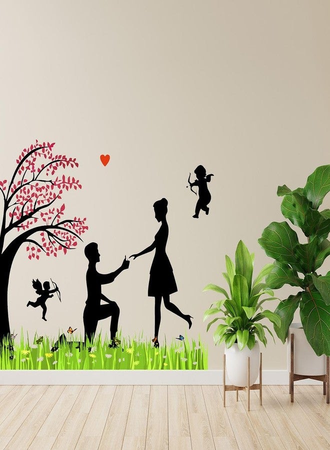 CVANU Love Couple & Tree Self-Adhesive Vinyl Wall Sticker for Wall Decoration (31inX40in)_S271 - Image 1