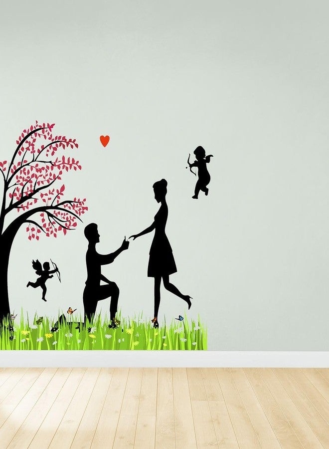 CVANU Love Couple & Tree Self-Adhesive Vinyl Wall Sticker for Wall Decoration (31inX40in)_S271 - Image 3