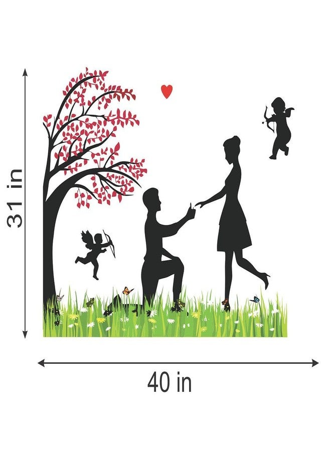 CVANU Love Couple & Tree Self-Adhesive Vinyl Wall Sticker for Wall Decoration (31inX40in)_S271 - Image 4