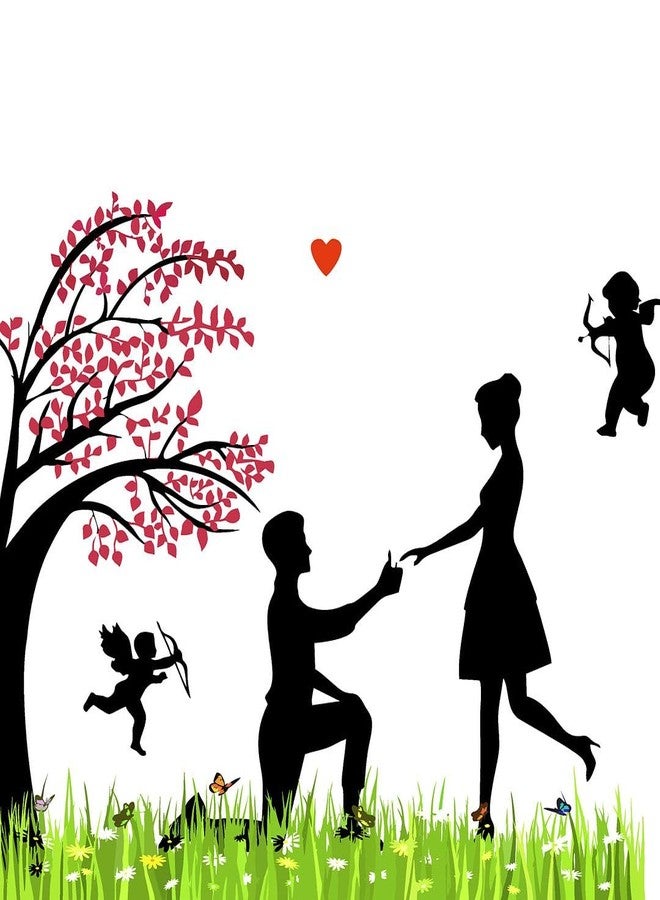 CVANU Love Couple & Tree Self-Adhesive Vinyl Wall Sticker for Wall Decoration (31inX40in)_S271 - Image 2