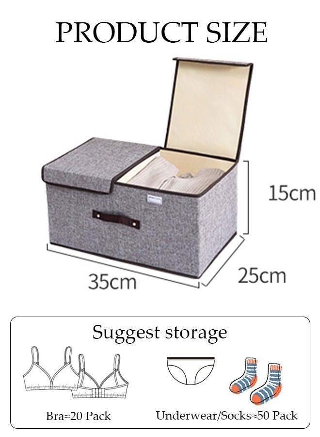 DUNISO 3pcs Stackable Storage Cubes with Lids Fabric Decorative Storage Box Bins Organizer Containers Baskets with Cover Handles and 2 Separate Partitions Divider for Bedroom Closet Living Room - Image 2