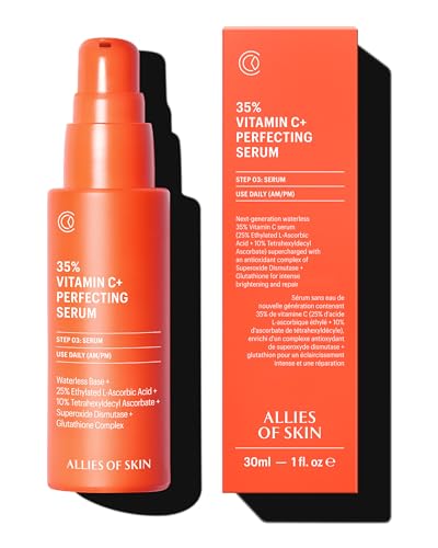 Allies of Skin 35 Vitamin C Extra Strength Serum  Waterless Professional Grade Face Serum with Niacinamide  Highly Concentrated Formula to Plump  Firm Skin  Hydrating AntiAging Skincare  1 oz
