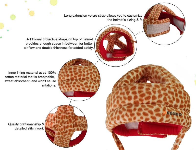 PSEUDO Baby Toddlers Kids Child Head Back Safety Protector Pad Cushion Pillow with Straps (Zirrafe Simple) - Image 3