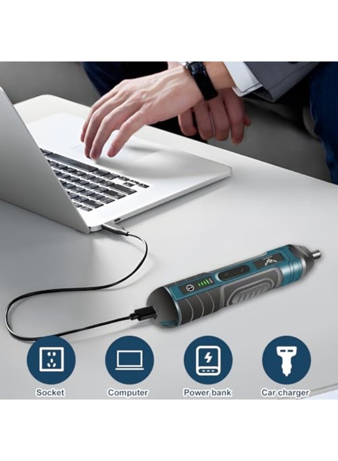 Mini Electric Cordless Screwdriver Set, 3.6V Rechargeable Screwdriver, USB Charging, 5N.m Max Torque, 4-Gear Torque, LED Light,21 Pcs, Ideal for Home Office Garden DIY Tools, Beginners(Blue) - Image 3