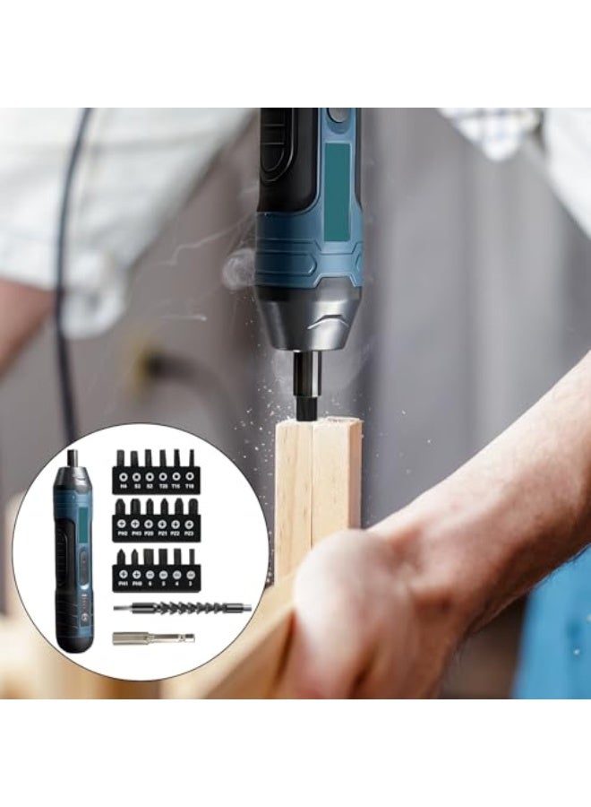 Mini Electric Cordless Screwdriver Set, 3.6V Rechargeable Screwdriver, USB Charging, 5N.m Max Torque, 4-Gear Torque, LED Light,21 Pcs, Ideal for Home Office Garden DIY Tools, Beginners(Blue) - Image 5