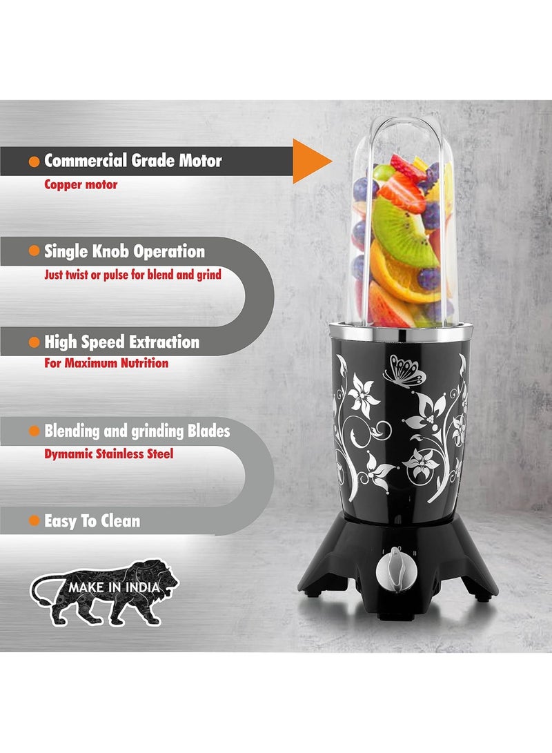 Cookwell Bullet Mixer Grinder (3 Jar, 2 Blade, Black) - Copper, 600 Watts - 2 Year Warranty - Image 3