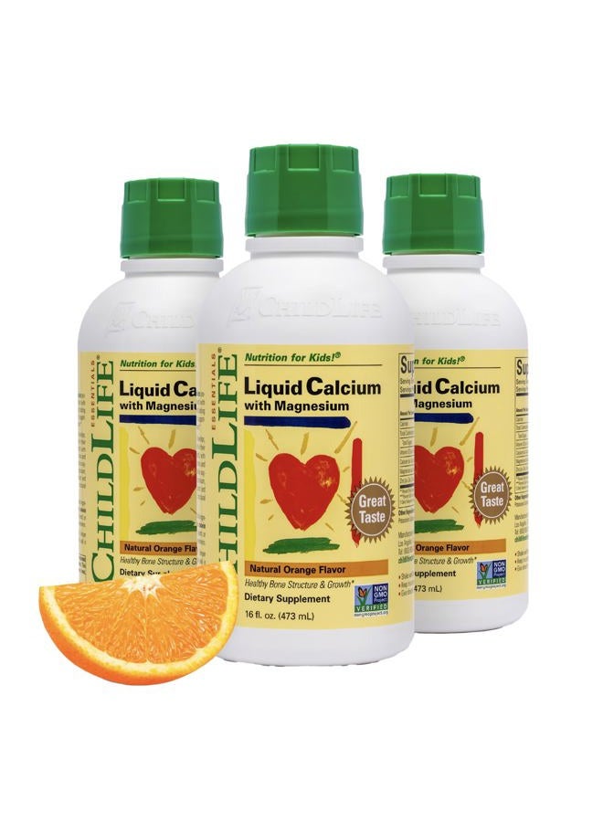 CHILDLIFE ESSENTIALS Liquid Calcium Magnesium Natural Orange Flavor 16 Ounce - Image 1