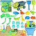 FUSPWEAO Beach Toys Dinosaur Sand Toys with Dump Truck and Collapsible Beach Bucket Shovel and Rake Mesh Bag Animal Dinosaur Sand Molds Sand Castle Toy Sandbox Toys for Toddlers Kids Boys - Image 3