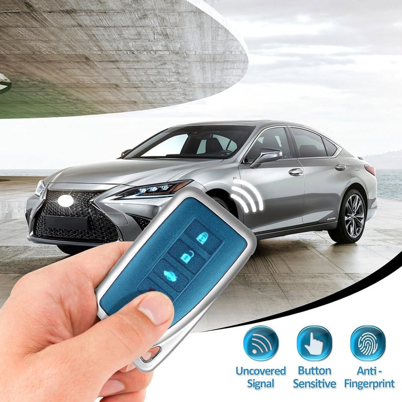 وركاس غلاف مفتاح لكزس، غلاف مفتاح من TPU ناعم متوافق مع لكزس RX ES GS LS NX RS GX LX RC LC مفتاح ذكي للتحكم عن بعد بدون مفتاح (أزرق - غير لامع) - Image 5