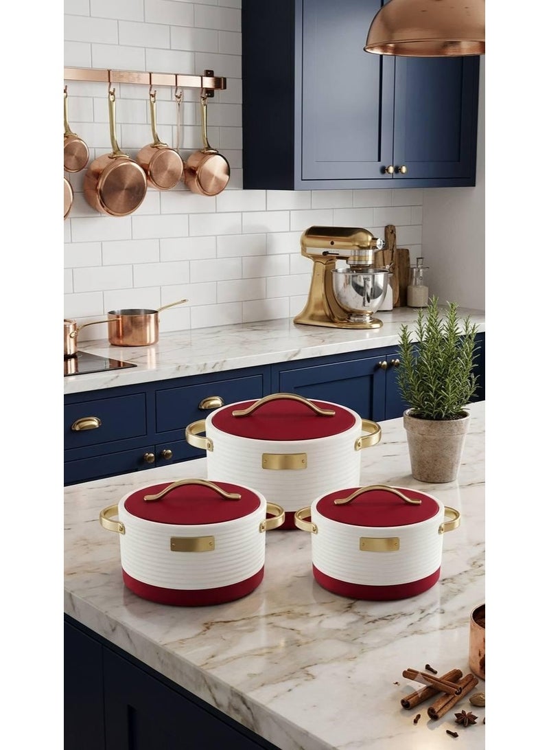 Luxury Indian Thermal Food Preservative Set 3 Pieces (1.6 - 2.5 - 3.5 L) – Elegant padded design for preserving and serving food