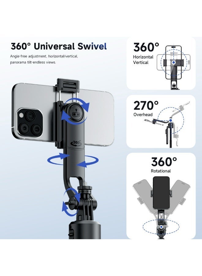 CiYatt AI Tracking Gimbal Quadrapod with Auto-Follow And Auto Pop Open,  Gesture Control & Anti-Shake Handle, Detachable Design Extends to 164cm, Heavy-Duty Aluminium Stand with Selfie Stick & Multi-Function Bluetooth Remote for Phone/Camera (1/4" Mount) - Image 4