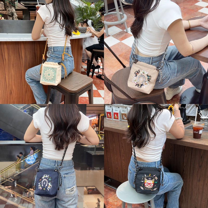 Embroidered Niche Design Fresh Fashion Drawstring Shoulder Bag Japanese Fashion Trendy Casual Versatile Shoulder Bag - Image 2