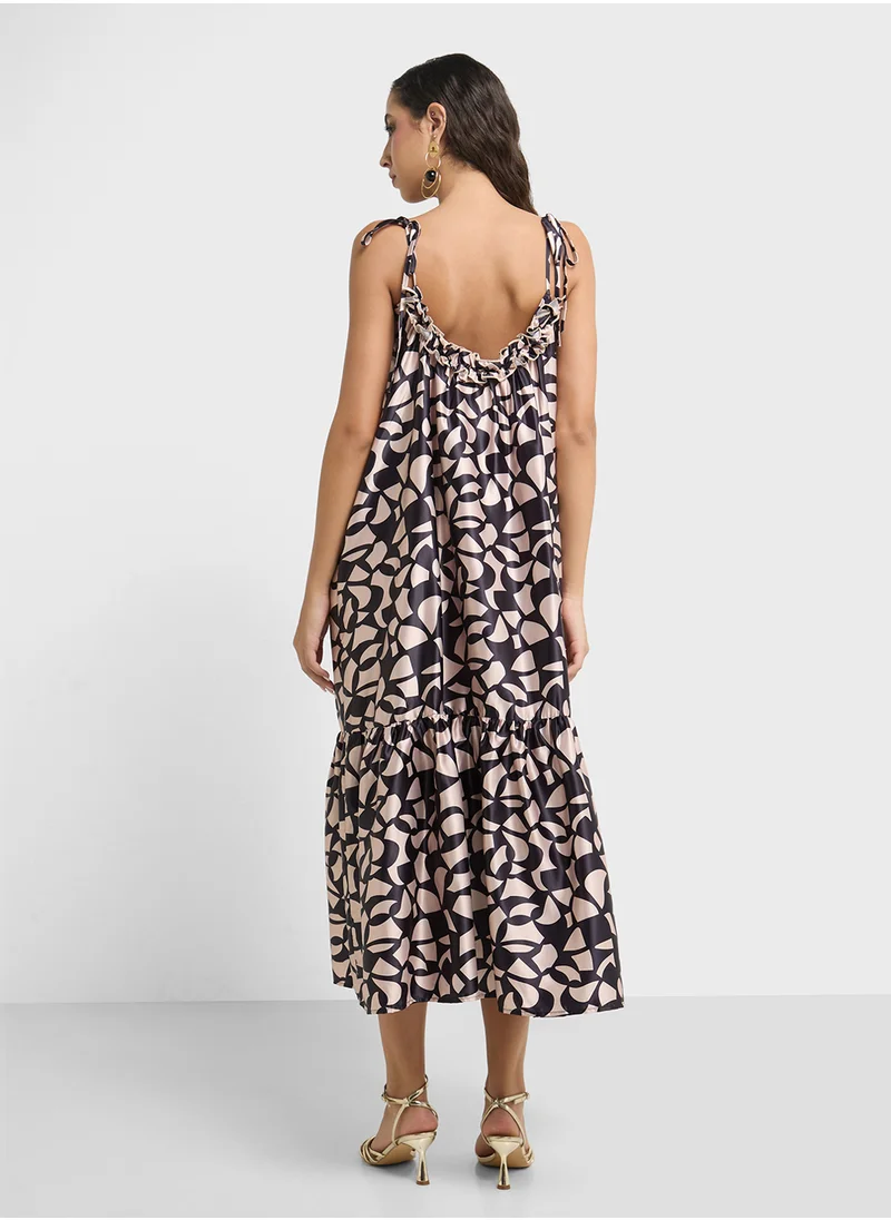 Ginger Strappy Monochrome A Line Dress