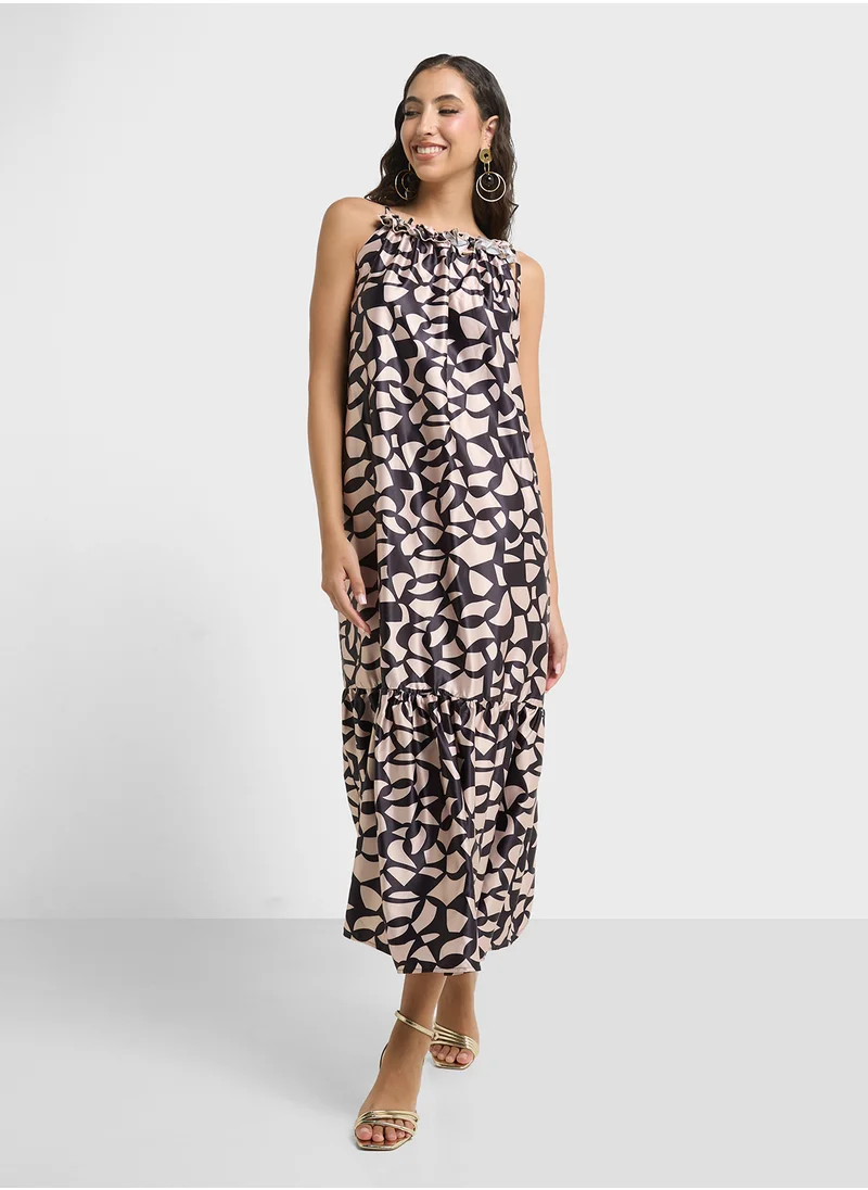 Ginger Strappy Monochrome A Line Dress