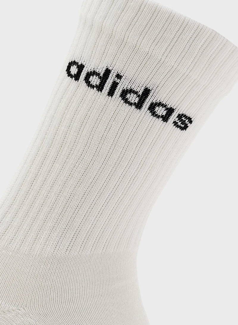 adidas طقم جوارب كرو مزينة بشعار الماركة من 3 أزواج